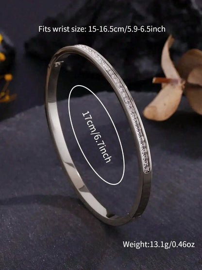 3pc/Set Stainless Steel 18K Gold-Plated Zirconia Heart Bangle, 14K Gold Copper Zirconia Open Cuff Bracelet, Fashion Women's Daily Wear Holiday Gift Set, Elegant Heart-Shaped Zirconia-Studded Bracelet, Stack Bangle, Jewelry Bracelets