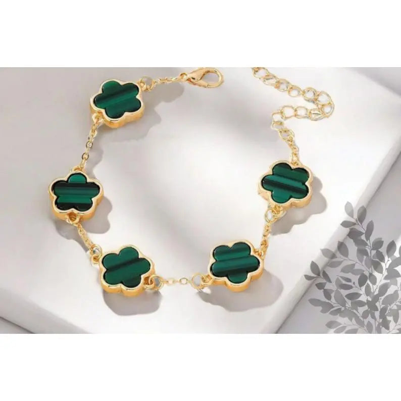 Women's Leopard Chain Bracelet Gold Link Cute Five Petal Flower Charm Resin Cheetah Print Statement Jewelry for Clubwear Gifts