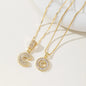 Women's Full diamond Rock sugar 26 letters Pendant Necklace Set Copper with zircon and gold plating Gold‑plated Round shape Flowers Fashion Accessories Layered Jewelry Set