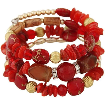 Women Beaded Bracelet Set| Colorful Boho Stackable Trendy Design with Crystal Accents Multilayer Bangle Bracelet| Fashion Stretch Braclets Jewelry for Women