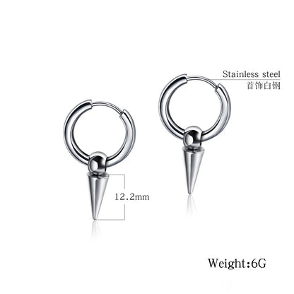 OUFER 20G 2PCS CZ Rhinestone Silver Spike Dangle Earring Set - 316L Stainless Steel Body Jewelry, Funky Unique Unisex Women's Fashion Accessories