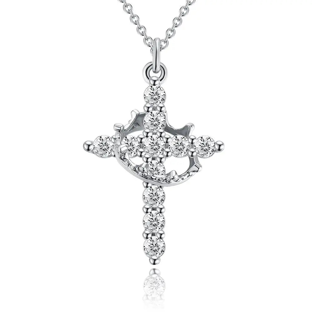 Women's Elegant Cross Theme Faith Pendant Necklace - Stacking Layered Pendant with Necklace, Fashion Costume Jewelry, Gift Idea for Gifting