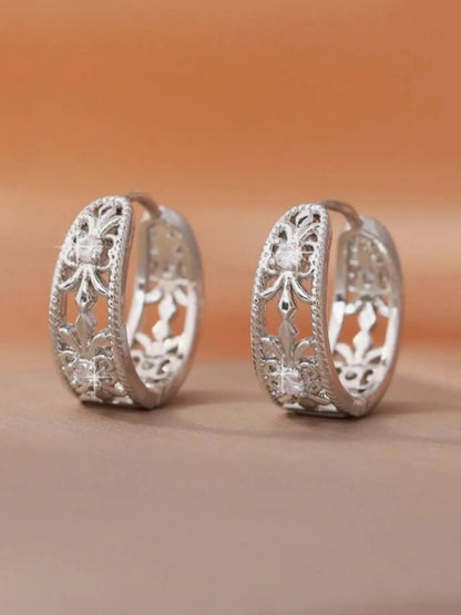 Vintage Hollow Geometric Zircon Circle Hoop Earrings for Women Delicate Figure Copper Earring Jewelry Gifts Statement Earrings