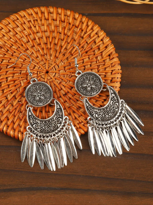 Boho Style Hollow Out & Tassel Decor Dangle Earrings, Dangling Earrings, Bohemian Earrings, Fashion Earrings, Statement Earrings, Vintage Style Drop Earrings for Women, 2024 New Style Trendy Jewelry Gift for Party and Daily Life