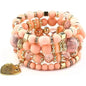 Women Beaded Bracelet Set| Colorful Boho Stackable Trendy Design with Crystal Accents Multilayer Bangle Bracelet| Fashion Stretch Braclets Jewelry for Women