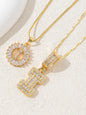 Letter Chain Necklace Set for Women, 26 Pendants with Zirconia Round Floral Design, Sister Matching Gift, Daily Wear Fashion Accessory, Casual Style Necklaces