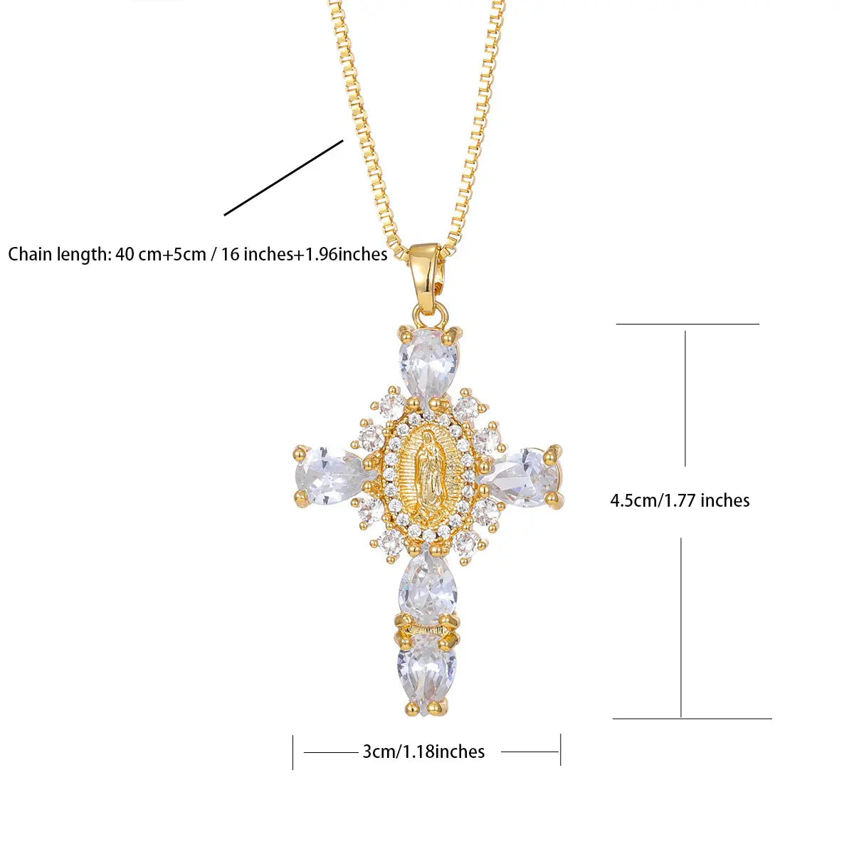 Women's Elegant Cross Theme Faith Pendant Necklace - Stacking Layered Pendant with Necklace, Fashion Costume Jewelry, Gift Idea for Gifting
