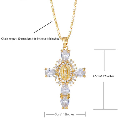Women's Elegant Cross Theme Faith Pendant Necklace - Stacking Layered Pendant with Necklace, Fashion Costume Jewelry, Gift Idea for Gifting