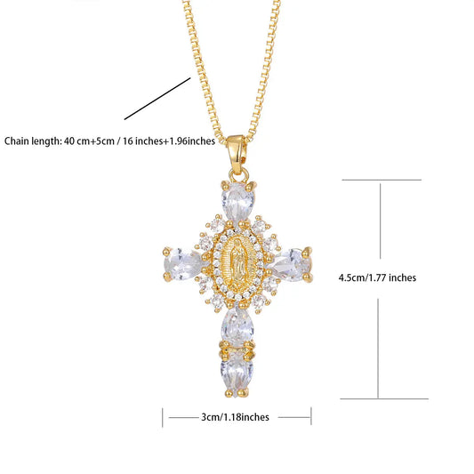 Women's Elegant Cross Theme Faith Pendant Necklace - Stacking Layered Pendant with Necklace, Fashion Costume Jewelry, Gift Idea for Gifting