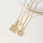 Women's Full diamond Rock sugar 26 letters Pendant Necklace Set Copper with zircon and gold plating Gold‑plated Round shape Flowers Fashion Accessories Layered Jewelry Set