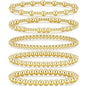 Women's 5PCS Gold Ball Beads Stretchable Bracelets Set - Waterproof, Adjustable Jewelry for Women, Gold Jewelry for Beach & Everyday Wear (Sohochic)