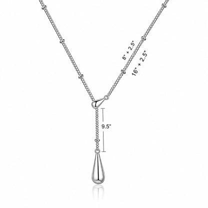 18K Gold-Plated/Silver Necklace for Women, Minimalist Small Pendant Jewelry with Gold Beaded Chain, Trendy Circle Bead and Teardrop Pendant Necklaces for Parties, Birthdays, Weddings, Engagements, and Anniversaries
